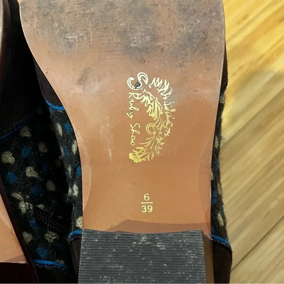 RUBY SHOO Juliette Artsy Boho Suede Wool Cowgirl Polka Dot Booties - Picture 10 of 10